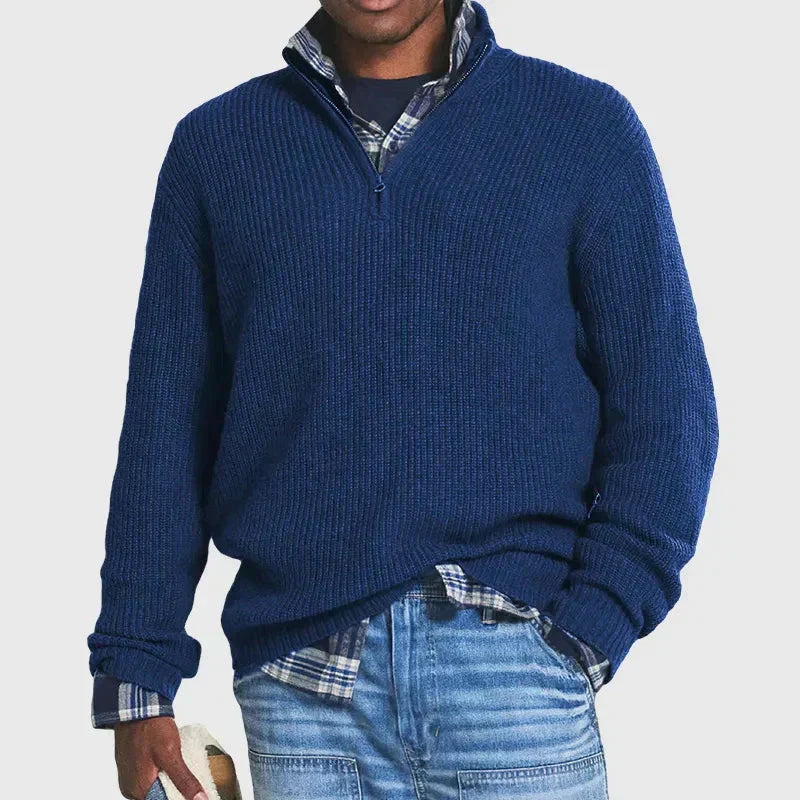 Aaron | Comfortable Men’s Zip-Up Ribbed Sweater