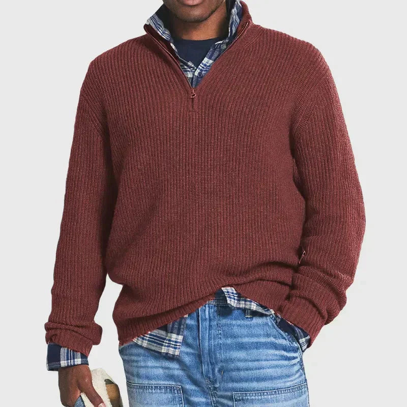 Aaron | Comfortable Men’s Zip-Up Ribbed Sweater