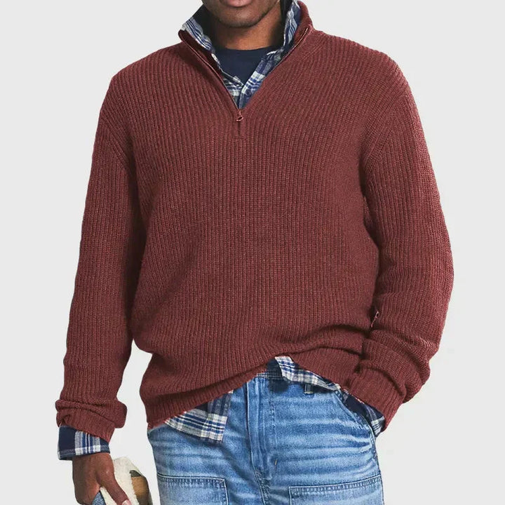 Aaron | Comfortable Men’s Zip-Up Ribbed Sweater