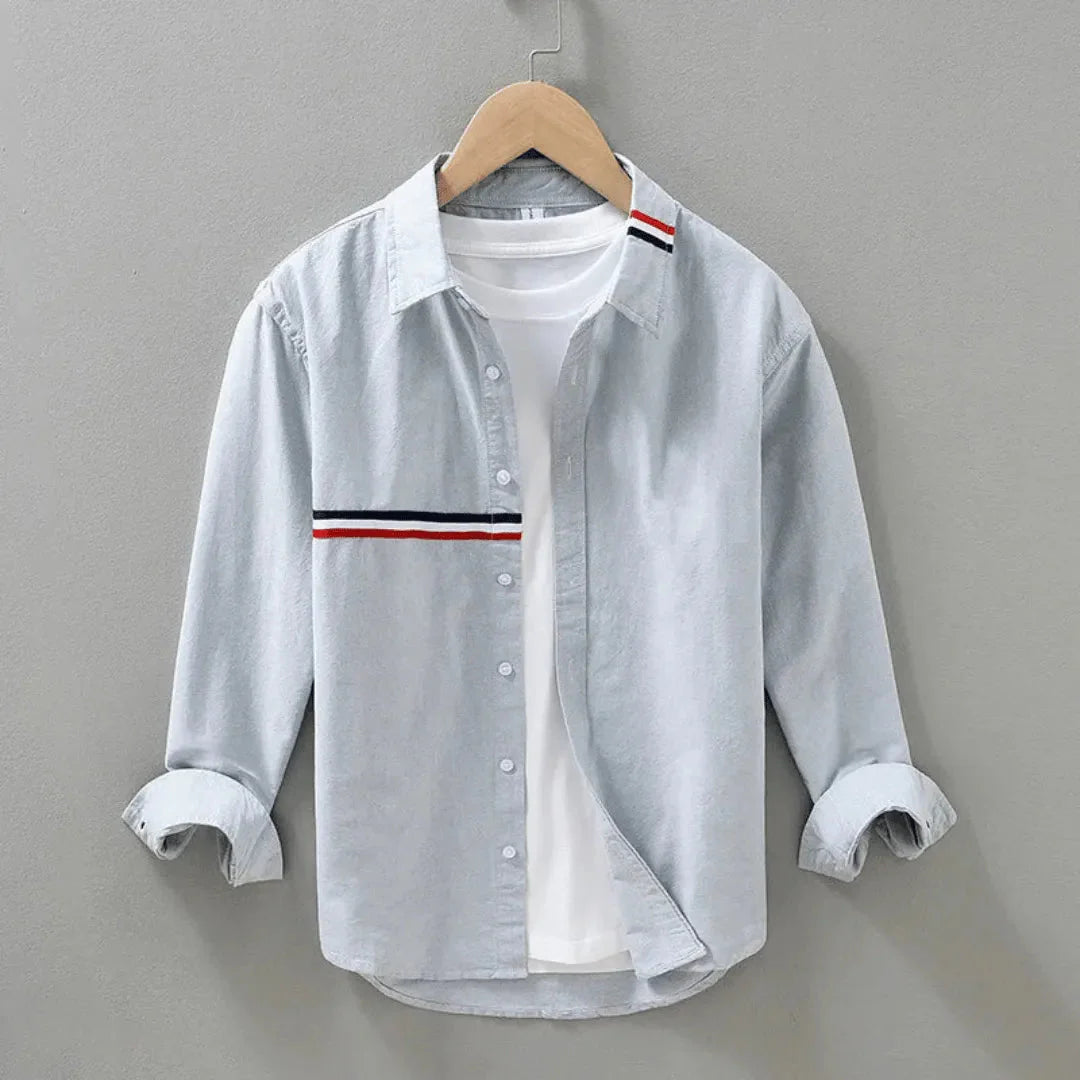 Phoebe | Stylish Cotton Button Down Shirt With Stripe Details