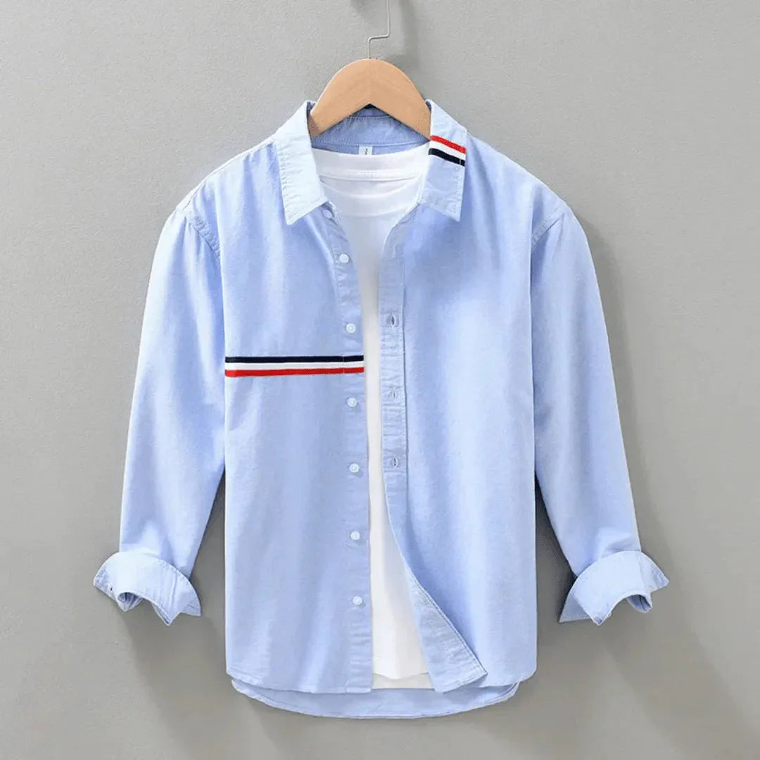 Phoebe | Stylish Cotton Button Down Shirt With Stripe Details