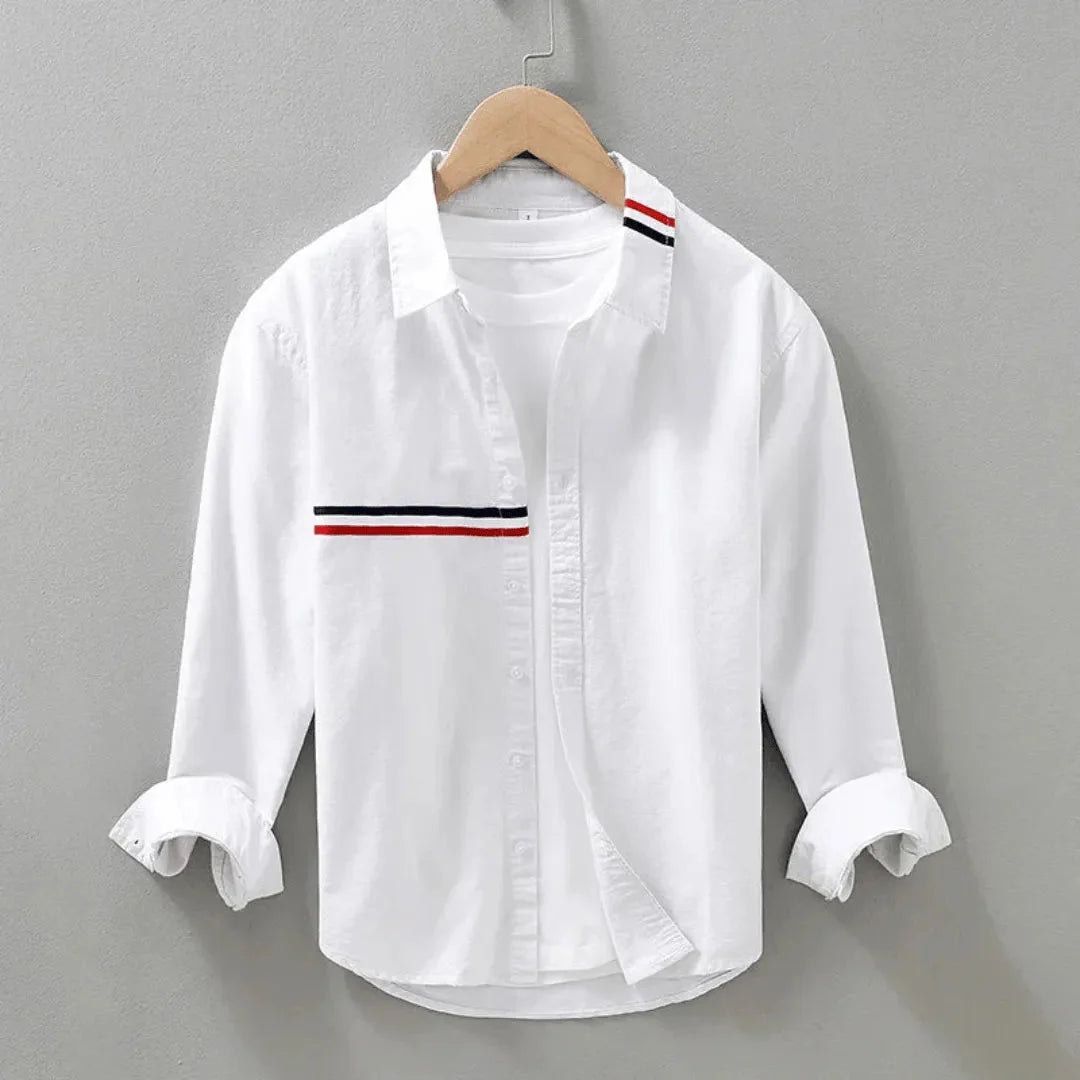 Phoebe | Stylish Cotton Button Down Shirt With Stripe Details