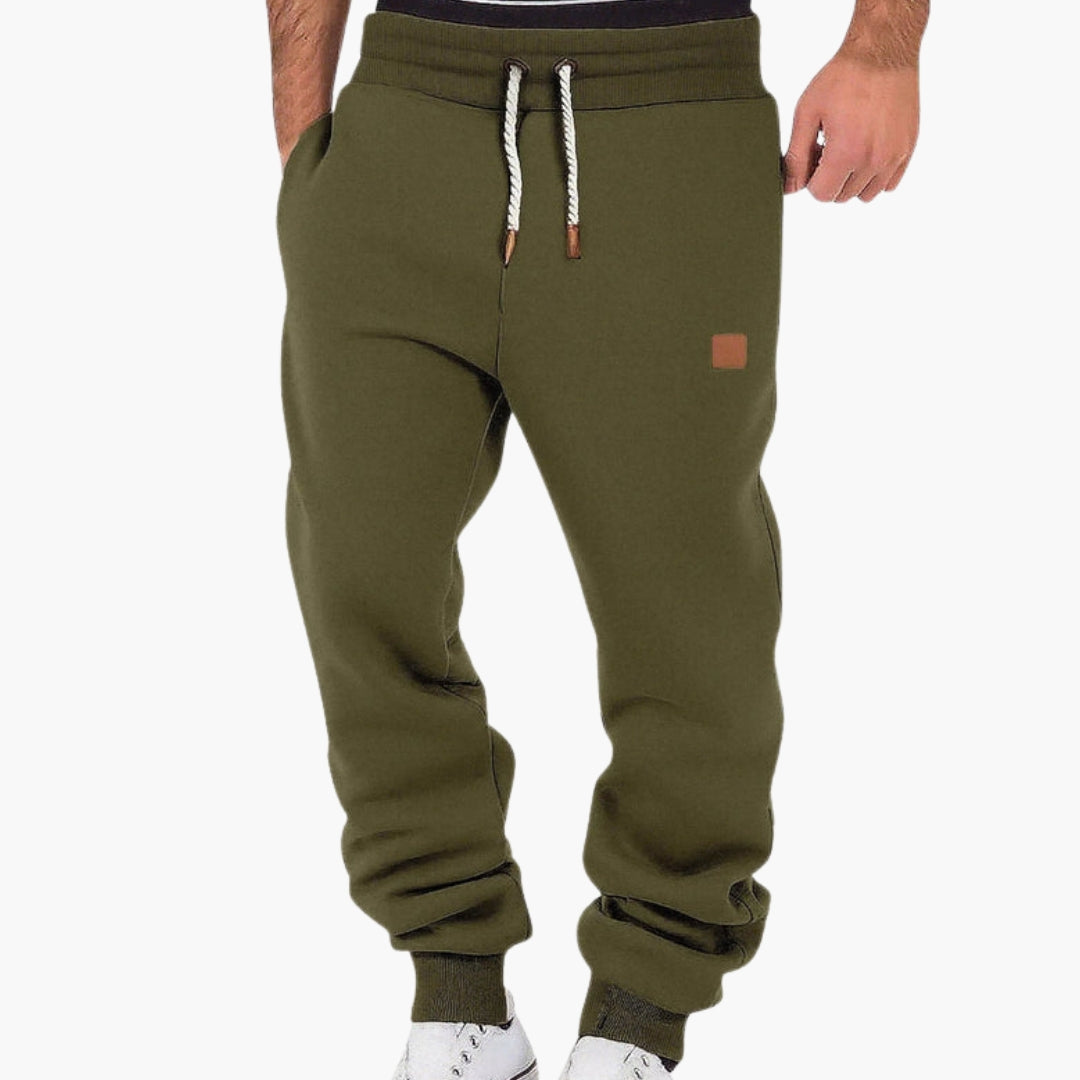 Men's Grey Fleece Joggers With Drawstring Waist