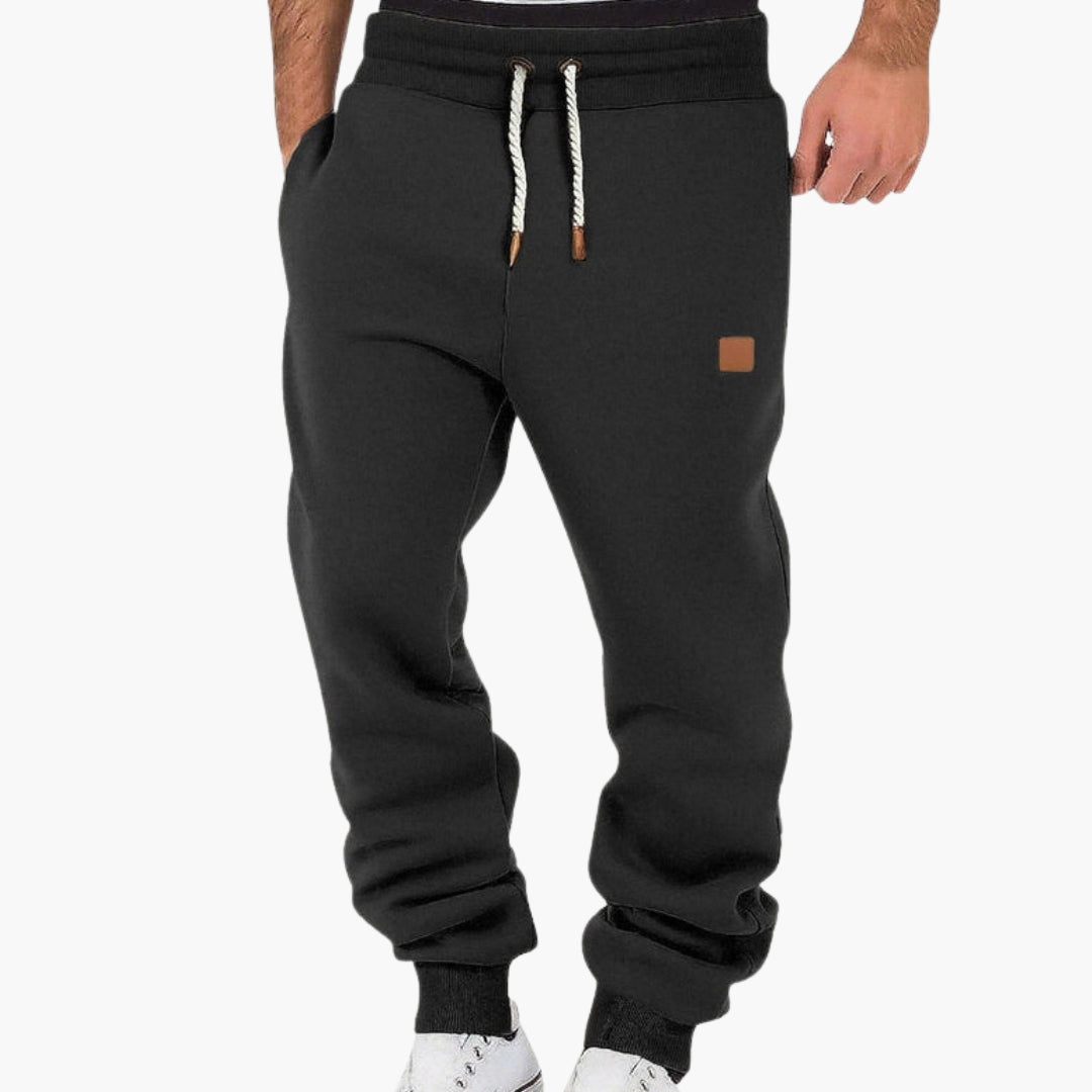 Men's Grey Fleece Joggers With Drawstring Waist