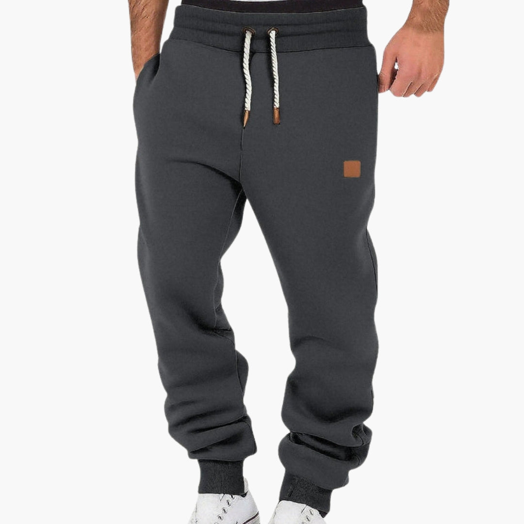 Men's Grey Fleece Joggers With Drawstring Waist