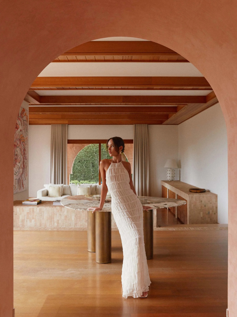 Sybil | Elegant Textured Halter Maxi Gown