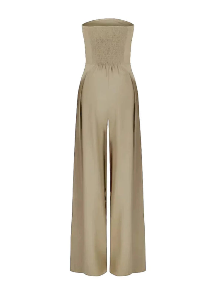 Valentina | Elegant Strapless Wide Leg Jumpsuit Navy