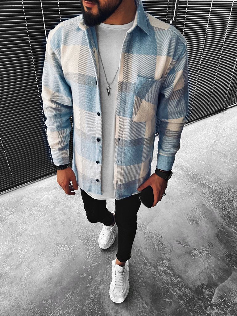 Violet | Stylish Plaid Button-Up Overshirt Men