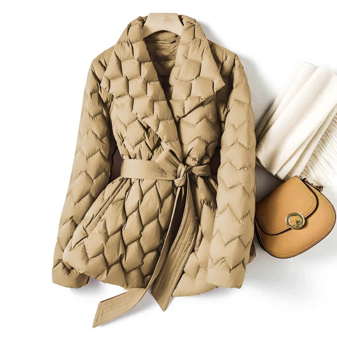 Rosemarie | Chic Quilted Belted Down Coat With Wrap Silhouette