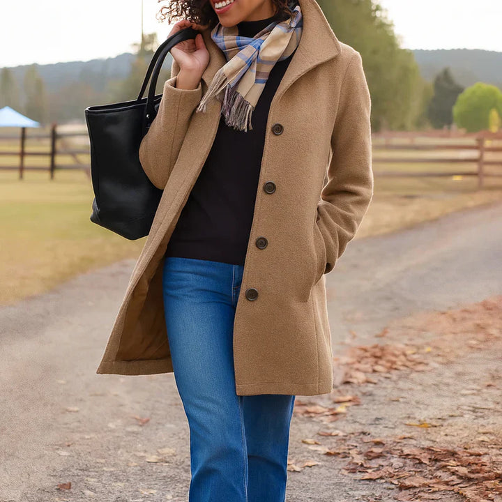 Elise | Elegant Long Black Coat With Classic Silhouette