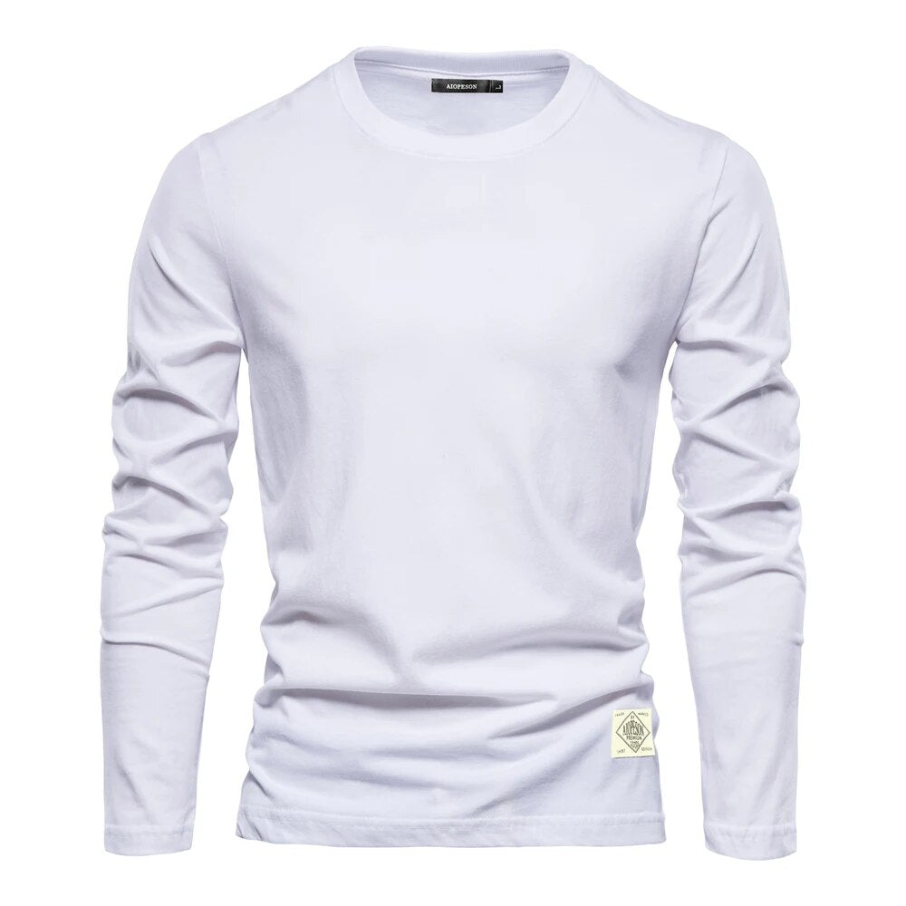 Dallas | Classic White Long-Sleeve Crew Neck T-Shirt Men
