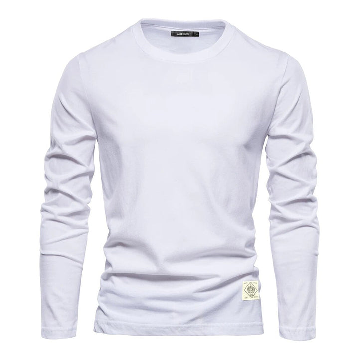 Dallas | Classic White Long-Sleeve Crew Neck T-Shirt Men