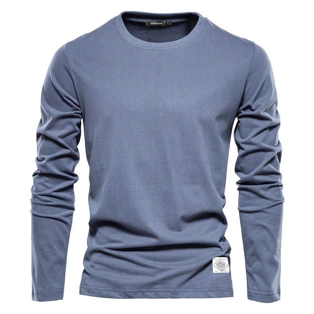 Dallas | Classic White Long-Sleeve Crew Neck T-Shirt Men