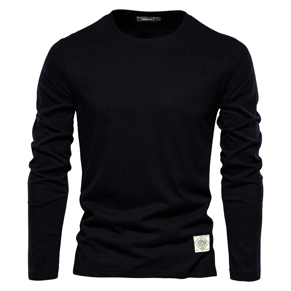 Dallas | Classic White Long-Sleeve Crew Neck T-Shirt Men