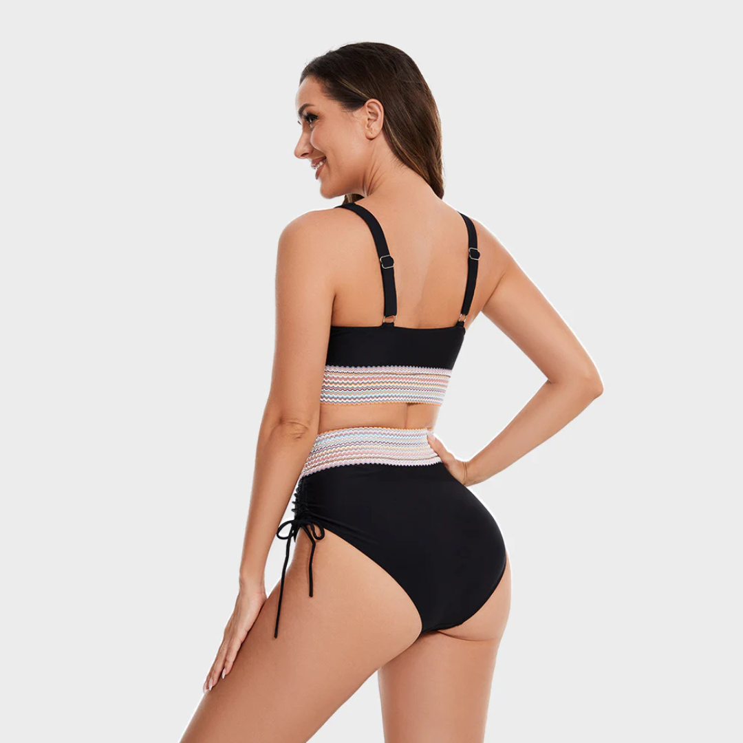 Penelope | Stylish Halter High Waisted Bikini Set With Tummy Control