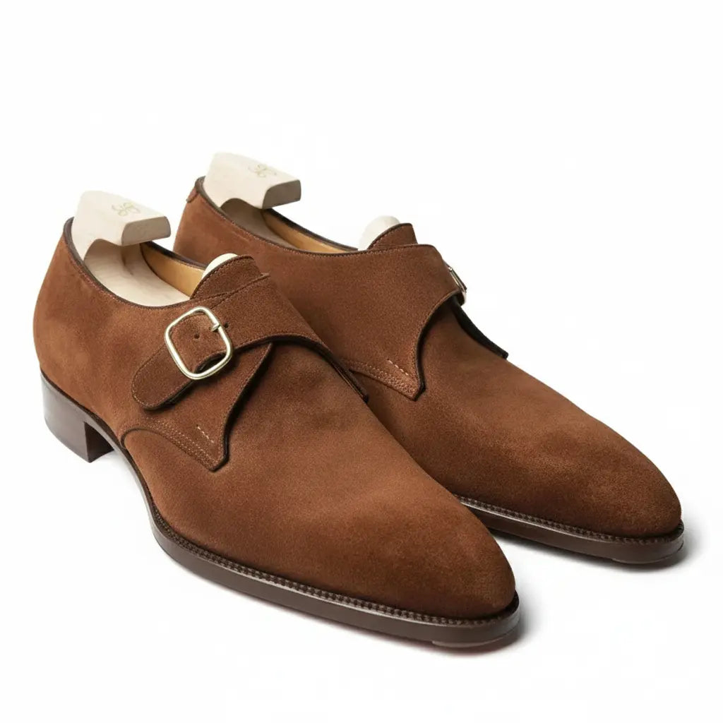 Eloise | Elegant Brown Suede Monk Strap Dress Shoes Men