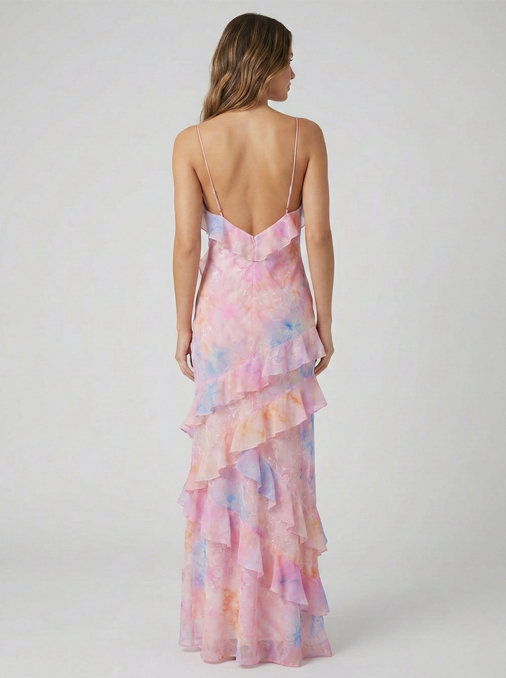 Seraphina | Elegant Ruffle Tiered V-Neck Maxi Dress