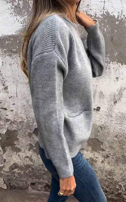 Rowan | Chic Ribbed Zip-Up Cardigan With Pockets
