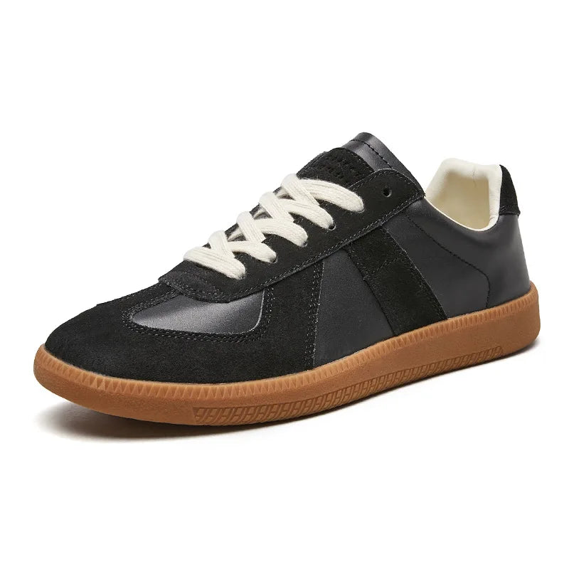 Brooks | Stylish Men's Brown Leather Lace-Up Sneakers With Gum Sole