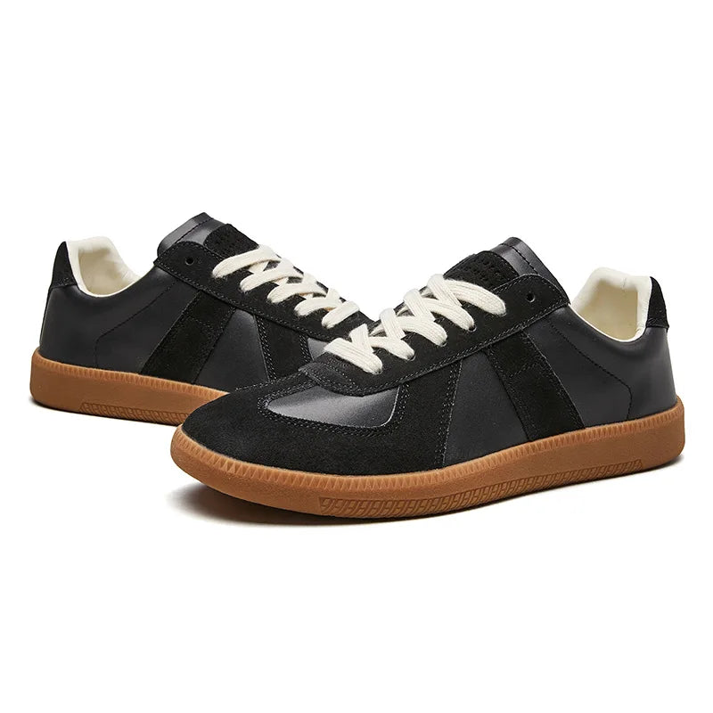 Brooks | Stylish Men's Brown Leather Lace-Up Sneakers With Gum Sole