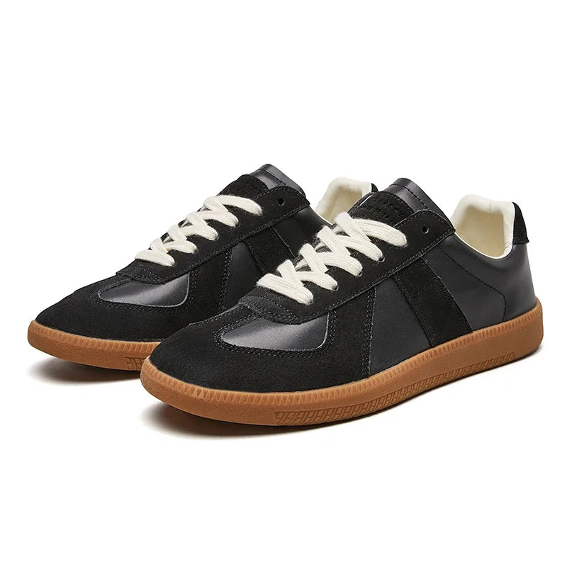 Brooks | Stylish Men's Brown Leather Lace-Up Sneakers With Gum Sole