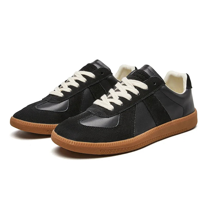 Brooks | Stylish Men's Brown Leather Lace-Up Sneakers With Gum Sole