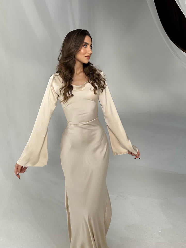 Margot | Elegant Long Sleeve V-Neck Maxi Dress