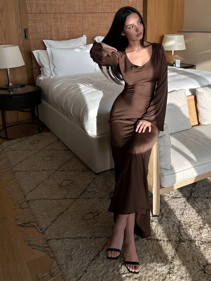 Margot | Elegant Long Sleeve V-Neck Maxi Dress