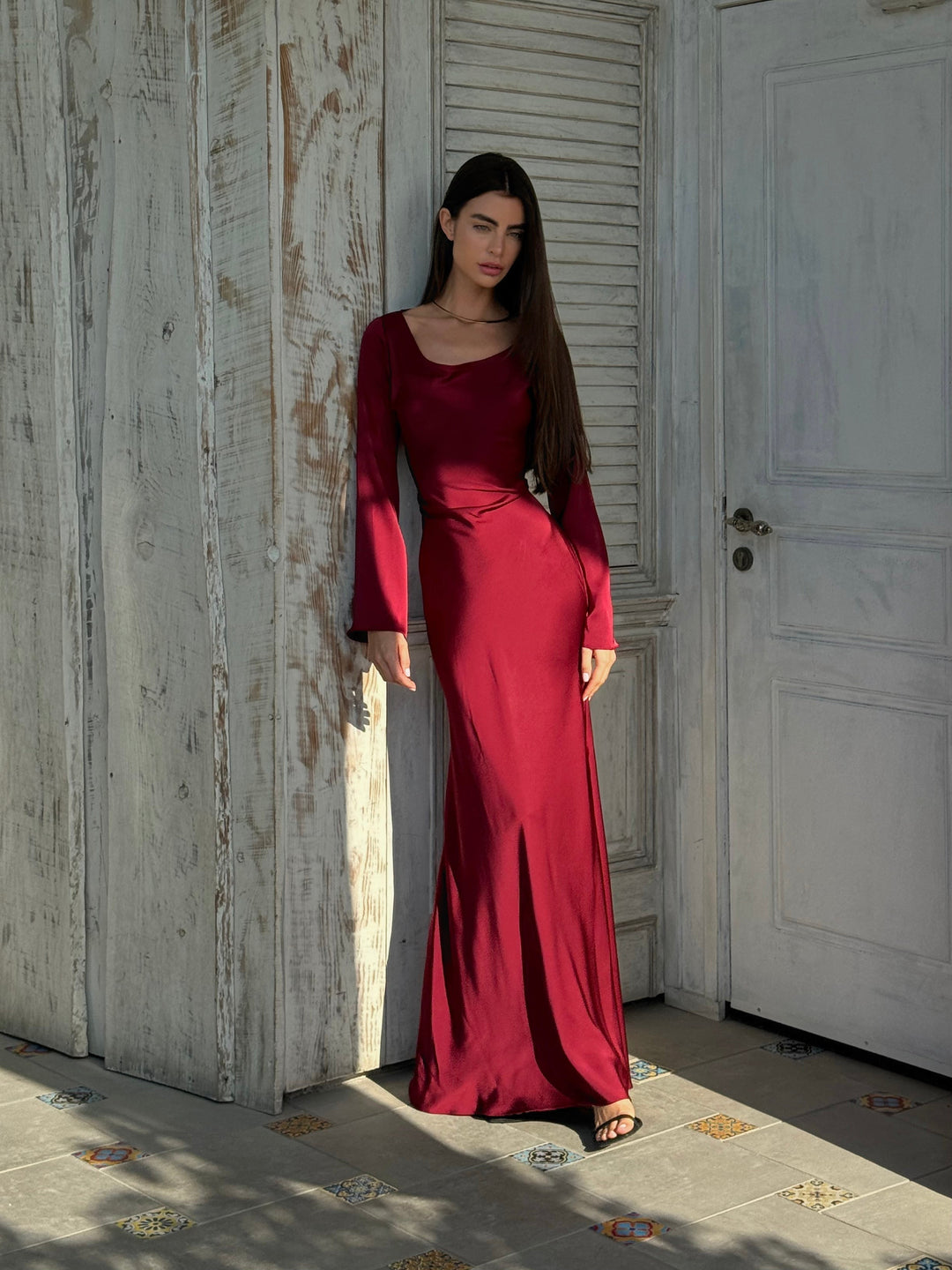 Margot | Elegant Long Sleeve V-Neck Maxi Dress