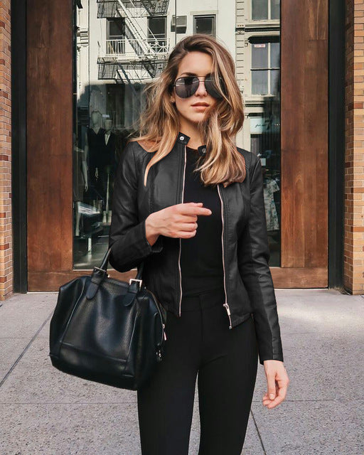 Cordelia | Sleek Zip-Front Leather Jacket Women