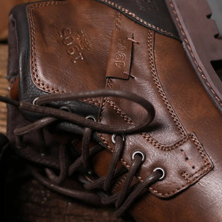 Evelyn | Stylish Brown Leather Ankle Work Boots Men - Lace Up