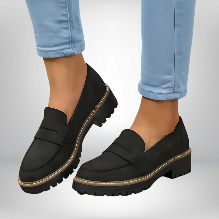 Wren | Chic Black Chunky Sole Loafers For Women
