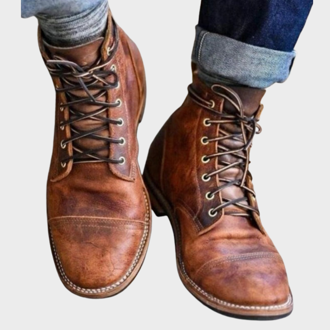 Margot | Stylish Brown Leather Lace-Up Combat Boots Men