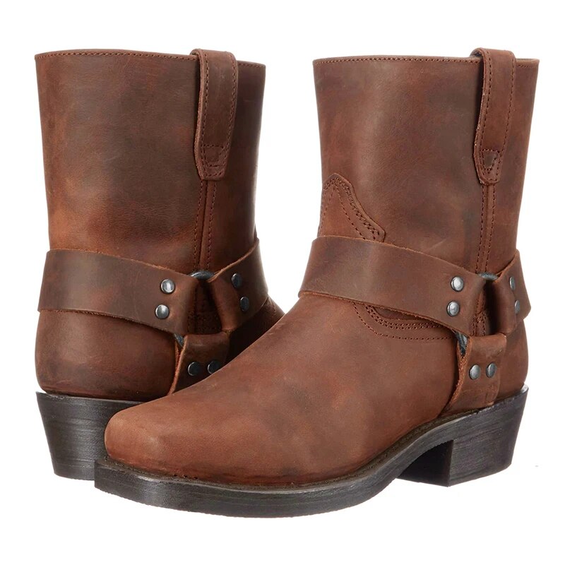 Eva | Stylish Western Harness Ankle Boots Men