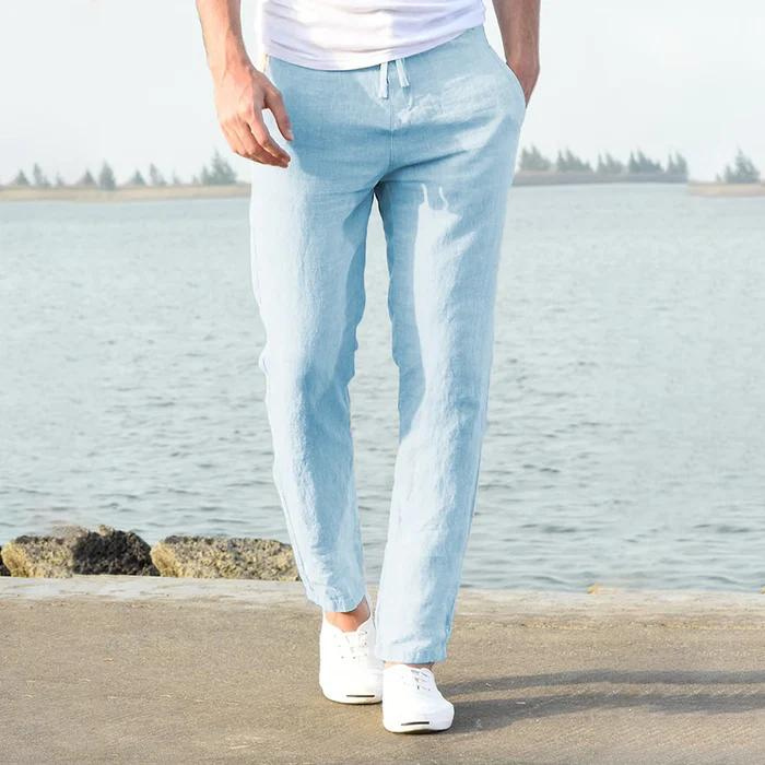 Nina | Stylish Drawstring Straight-Leg Linen Pants For Men