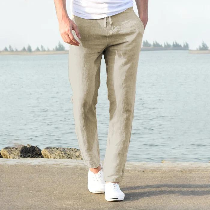Nina | Stylish Drawstring Straight-Leg Linen Pants For Men