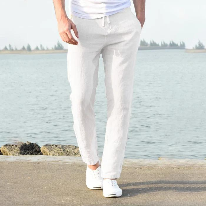 Nina | Stylish Drawstring Straight-Leg Linen Pants For Men