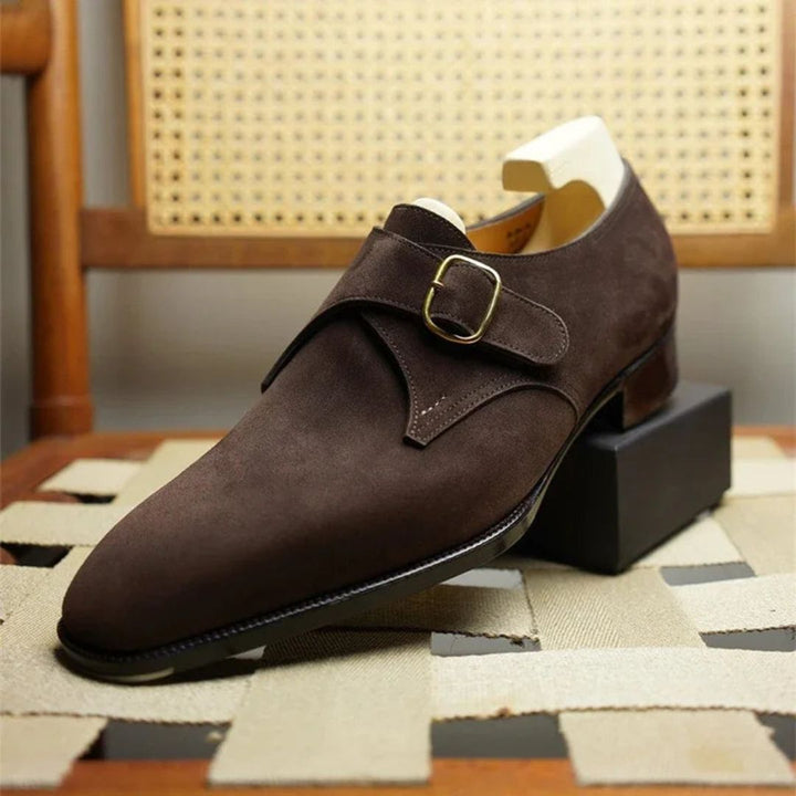 Eloise | Elegant Brown Suede Monk Strap Dress Shoes Men