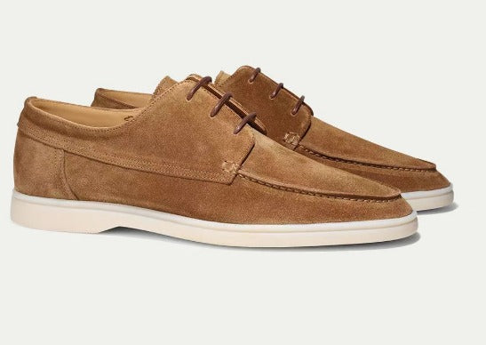 Freya | Elegant Navy Suede Boat Shoes