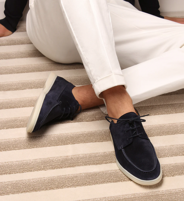 Freya | Elegant Navy Suede Boat Shoes
