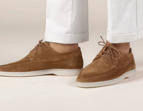 Freya | Elegant Navy Suede Boat Shoes