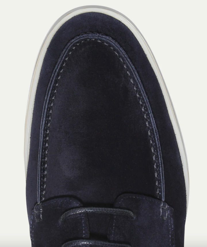 Elyse | Elegant Men's Navy Suede Lace-Up Loafers With White Sole