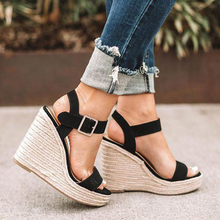 Helena | Chic Ankle Strap Espadrille Wedge Sandals