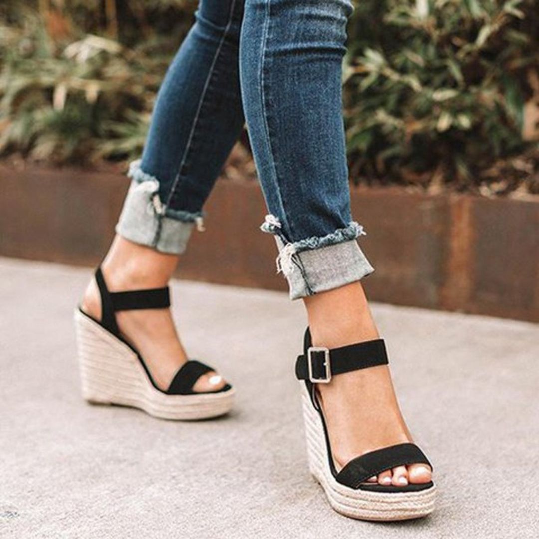 Holly | Elegant Tan Espadrille Wedge Sandals With Ankle Strap
