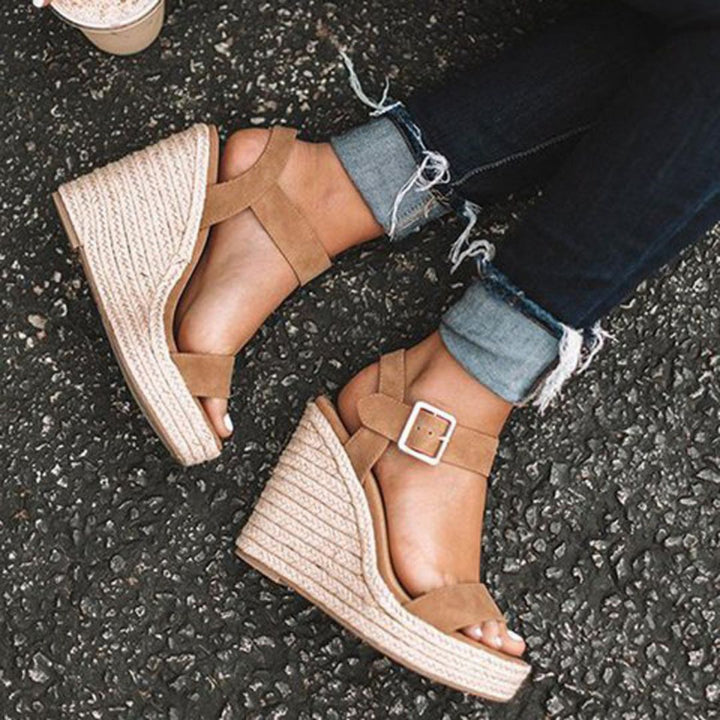 Helena | Chic Ankle Strap Espadrille Wedge Sandals
