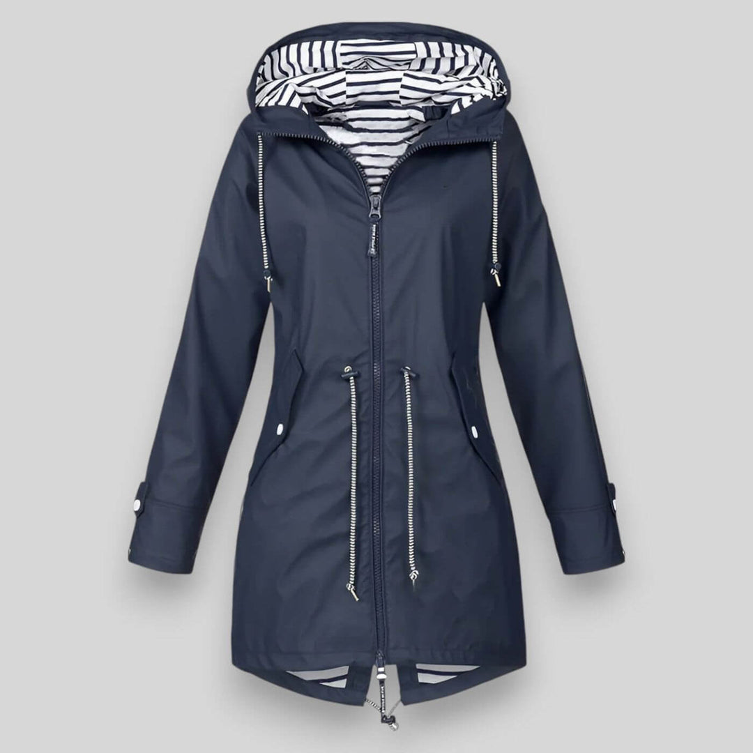 Leah | Stylish Hooded Waterproof Parka With Striped Lining