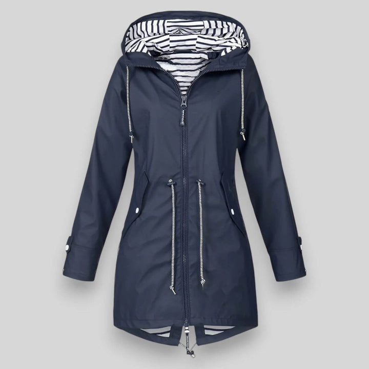Leah | Stylish Hooded Waterproof Parka With Striped Lining