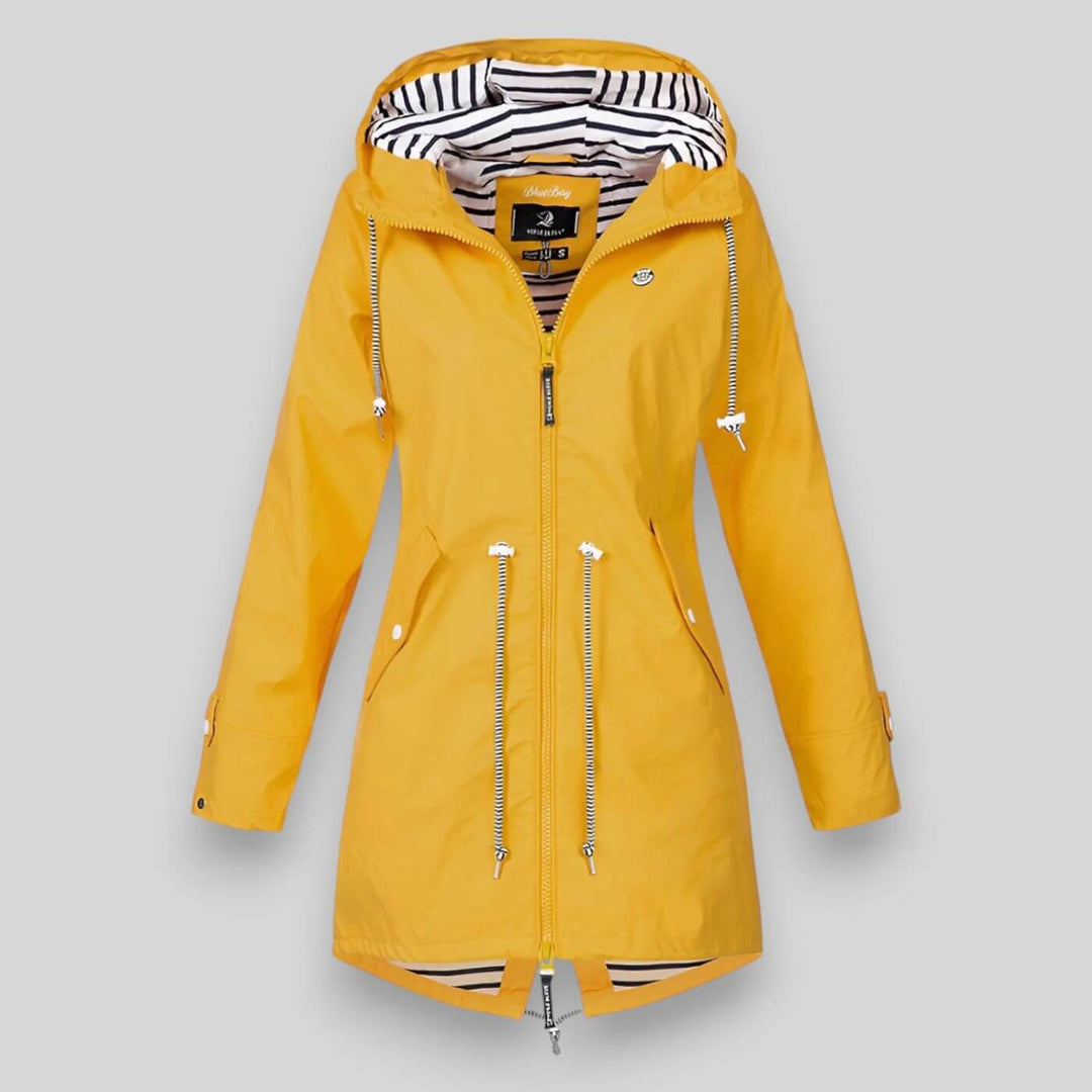 Leah | Stylish Hooded Waterproof Parka With Striped Lining