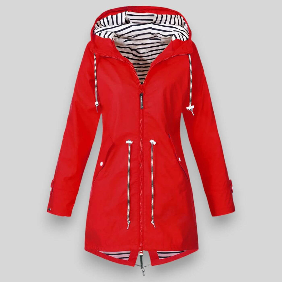Leah | Stylish Hooded Waterproof Parka With Striped Lining