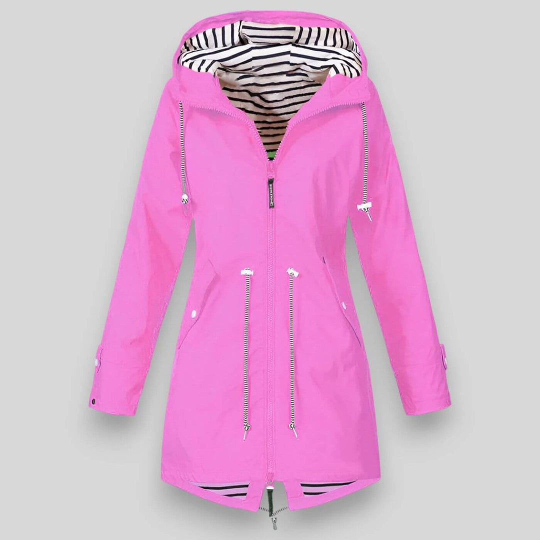 Leah | Stylish Hooded Waterproof Parka With Striped Lining